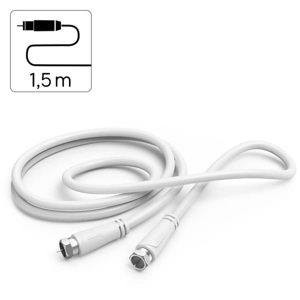 Antennekabel SAT 90dB F-F Hvid 1,5m
