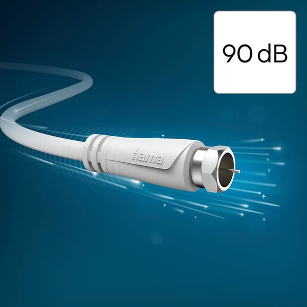 Antennekabel SAT 90dB F-F Hvid 1,5m