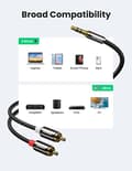 Miniatyrbild 2 av 2: UGREEN RCA Kabel Stereo Ljud Kabel 3,5 mm Jack till 2 RCA Kabel (1m)