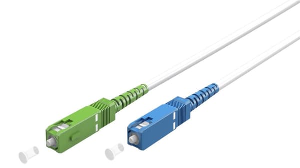 Fiberoptisk kabel (FTTH), Singlemode (OS2) White, vit (Simplex), 15 m