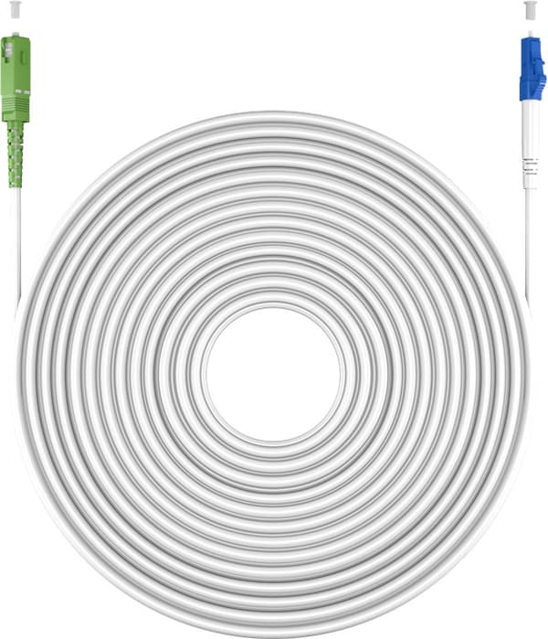 Lyslederkabel (FTTH), Singlemode (OS2) White, hvid (Simplex), 25 m