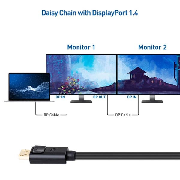 Cable Matters 5m Displayport til Displayport 1.4 kabel 8K i 60Hz 32.4Gbps 10-bit HDR