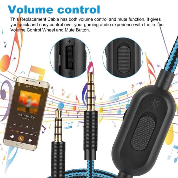 Lydkabel 3,5 mm med lydstyrkekontrol og mute-knap til Logitech Astro A10 / A40 / A30