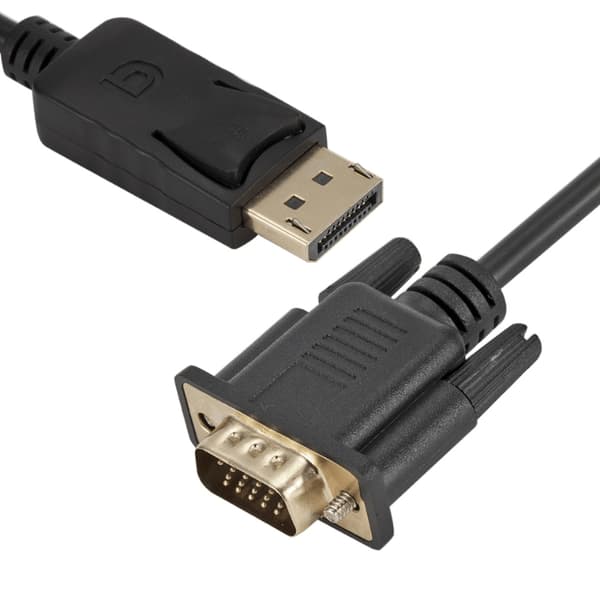 Laadukas DisplayPort-VGA-kaapeli 1,8 metriä musta