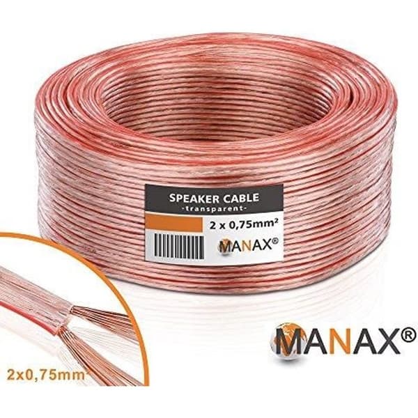 MANAX SC2075 Högtalarkabel 2x0,75 mm² CCA (Högtalarkabel-ljudkabel), 2x0,75 mm², 50,0m, Transparent SC2075T-50