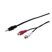 Wentronic Goobay 3,5 mm jack/cinch-adapterkabel, sort, 0,2 m - 3,5 mm jackstik (3-benet, stereo) > 2x cinch-stik (lyd venstre/højre) (50600)