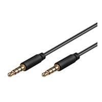 Wentronic Goobay 3,5 mm jack-tilslutningskabel, sort, 1 m - 3,5 mm jack-stik (4-benet, stereo) > 3,5 mm jack-stik (4-benet, stereo) (63826)