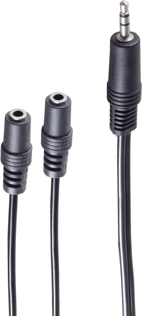 shiverpeaks BASIC-S ljudkabel, 3,5 mm jack-kontakt - 2 x 3,5 mm jack-koppling, 0,2 m, jack-kontakt: stereo (BS30761)