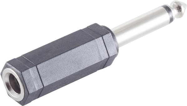 S/CONN adapter för maximal anslutning, jack plug mono 6,3 mm till jack socket stereo 6,3 mm (57003)