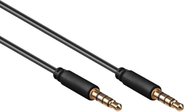 Goobay 3,5 mm Jack 4-benet audio slim kabel AWG28 / sort - 2 meter