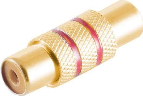 S/CONN maksimal tilslutningsadapter, RCA-stik til RCA-stik, metal, guldbelagte kontakter, rød (57040-MGR)