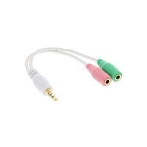 InLine® Audio Head-Set-adapterkabel, 3,5 mm jackstik 4-benet. til 2x 3,5 mm jack-stik, 0,15 m (99302W)