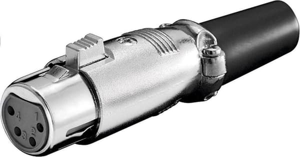 Goobay XLR 4-pin (V) stik med gummitrækaflastning / grå/sort