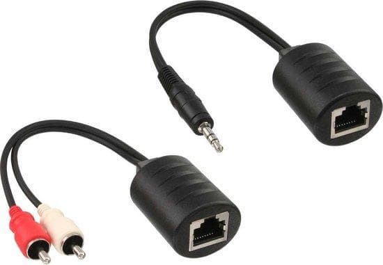 InLine 89003 2x RCA M / 3,5 mm RJ45 musta kaapeliliitäntä/sovitin (89003)