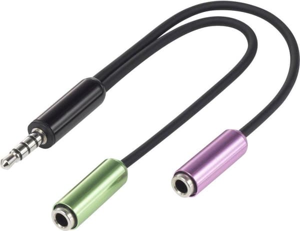 SpeaKa Professional SP-7870716 Jack stik Audio Y adapter [1x Jack stik han 3,5 mm - 2x Jack stik hun 3,5 mm] Sort