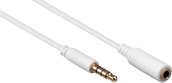 Goobay 3,5 mm Jack 4-benet audio slim forlængerkabel AWG28 - hvid - 5 meter