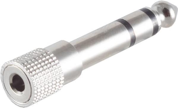 S/CONN maksimal tilslutningsadapter, stereostik 6,3 mm til jack stereo 3,5 mm, metal (57070-M)