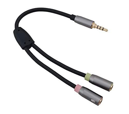Helos adapterkabel 3,5 mm uttag hane / 2x uttag 3,5 mm hona Premium svart