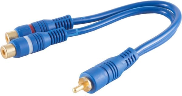 shiverpeaks ®-BASIC-S--RCA-jatkokaapeli-RCA-pistoke 2 RCA-liittimeen, kaksoissuojattu, sininen, 0,2 m (BS40045)