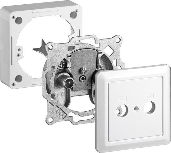 Wentronic Goobay 2-håls antenngren/änduttag, set: lock + ram, vit - 1 dB anslutningsbortfall (68851)