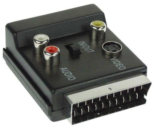 InLine 89959C - Kabelgränssnitt-/adapter (20-stifts scart-kontakt, 2X Scart Beech, 3X RCA-uttag, 1x S-VHS-uttag, hane/hona, 0,2 m, svart)