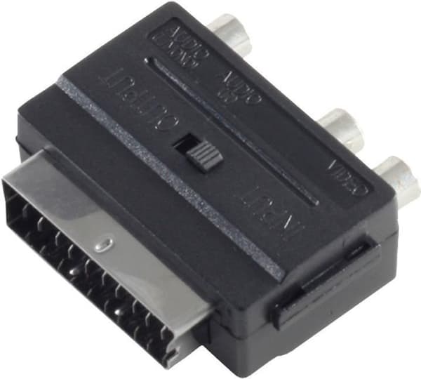 shiverpeaks BASIC-S-adapter, scart-kontakt - 3 x cinch-koppling, stereo, IN/OUT-omkopplare, i polybag med Euro (BS94034)