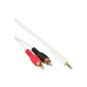 InLine - Lydkabel - 2 x Cinch (M) - 1 x Jack 3,5 mm (M) - 1,0 m - Hvid (89931W)