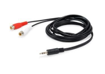 Udstyr 147093 lydkabel 250m 2 x RCA 3,5 mm/3,5 mm han til 2 RCA hun stereo lydkabel/sort