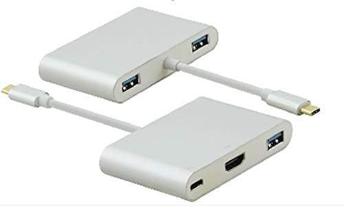 Helos dockingstation, USB 3.1 Type-C han/3xUSB/HDMI/Type-C hun, Premium 4K, sølv