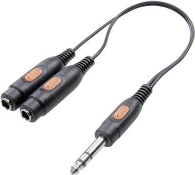 SpeaKa Professional Jack Audio Y-adapter [1x Jack Plug 6,35 mm - 2x Jack Socket 6,35 mm] Svart (SP-7869836)