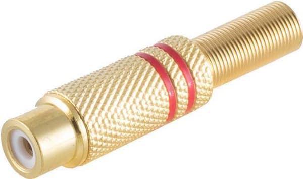 shiverpeaks BASIC-S cinch-kobling, metal, forgyldt, rød til kabler op til 6 mm i diameter, til selvlodning, i poly (BS52021-R)