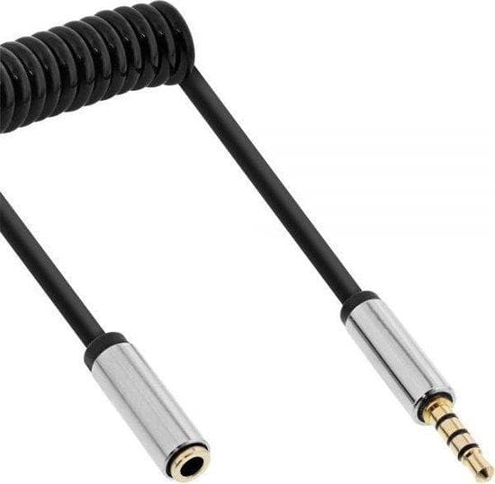 INLINE Slim - Lydforlængerkabel - 4-polet ministik (M) til 4-polet ministik (W) - 2 m - Sort - oprullet