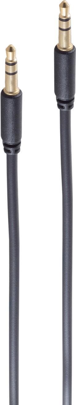 shiverpeaks ® BASIC-S--Super Slim jack-kabel -- 3,5 mm stereo ministik til 3,5 mm stereo ministik, guldbelagte kontakter, 3 ben, rundt kabel, sort, 1,