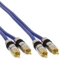 InLine Premium - Lydkabel - RCA (M) - RCA (M) - 50 cm - Dobbeltskærmet koaksialkabel - Blå (89750P)