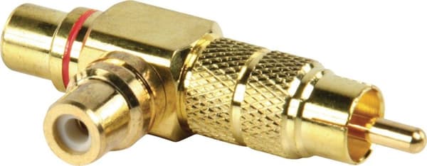 Goobay 1x Tulip (m) - 2x Tulip (f) lydadapter/splitter - rød / forgyldt (metal)