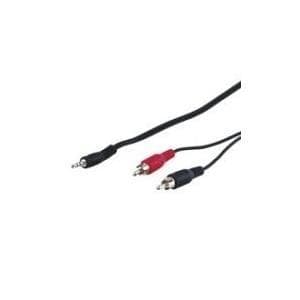 Wentronic Goobay 3,5 mm jack-/cinch-adapterkabel HQ, sort, 10 m - 3,5 mm jackstik (3-benet, stereo) > 2x cinch-stik (lyd venstre/højre) (51652)
