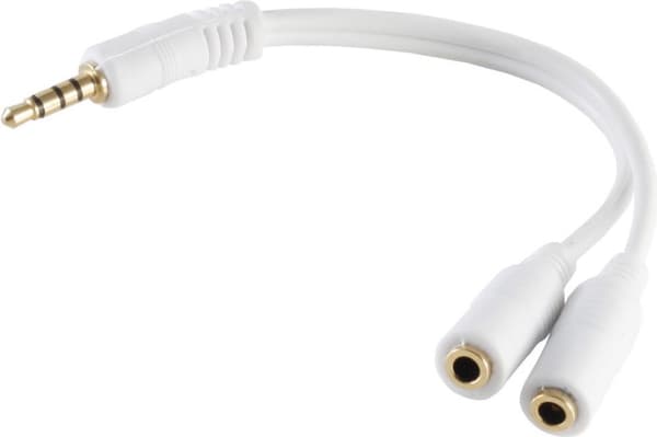S/CONN maksimaalisen liitettävyyden älypuhelimen taulutietokoneen lisävarustesovitin, 4-nastainen. 3,5 mm pistoke 2 x 4-pintaan. 3,5 mm kanta, kullatu