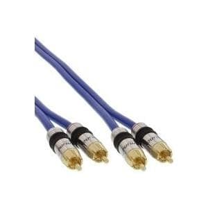 InLine Premium - Lydkabel - RCA (M) - RCA (M) - 2,0m - Dobbeltskærmet koaksialkabel - Blå (89702P)