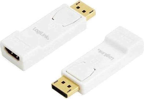 LogiLink CV0057 DisplayPort/HDMI-sovitin [1x DisplayPort-pistoke - 1x HDMI-liitäntä] Valkokullatut pistokkeen koskettimet