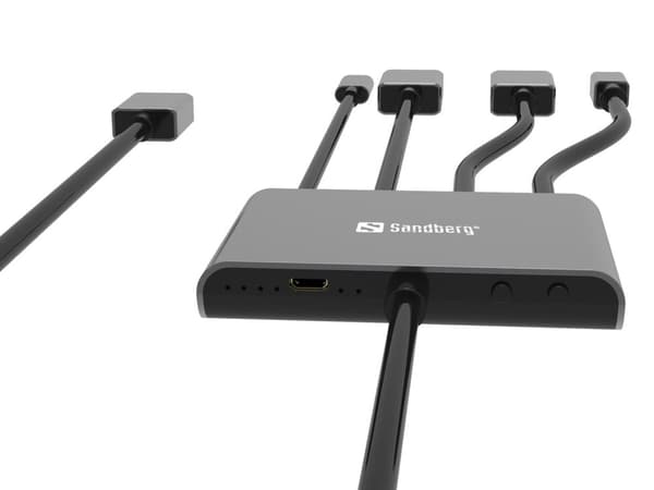 Sandberg All-In-1 Display Adapter Hub - Videoadapter - HDMI, DisplayPort, Mini DisplayPort, USB-C hane till HDMI hane - 2,3 m - Stöder 4K 60 Hz