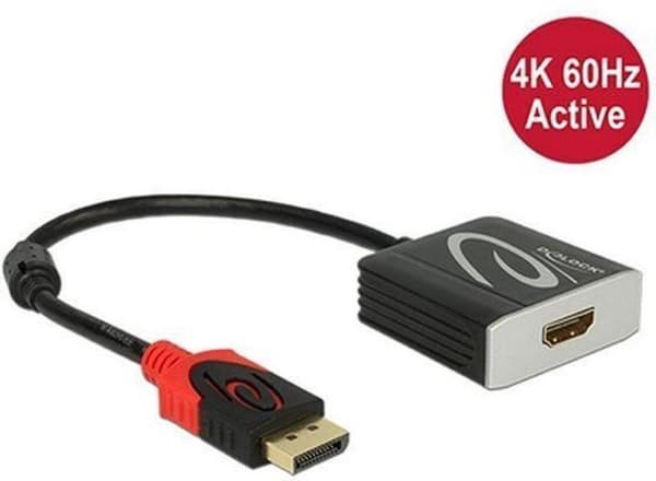 DeLOCK Premium DisplayPort 1.2 till HDMI 2.0 Active Adapter (4K 60 Hz) / Svart - 0,20 meter