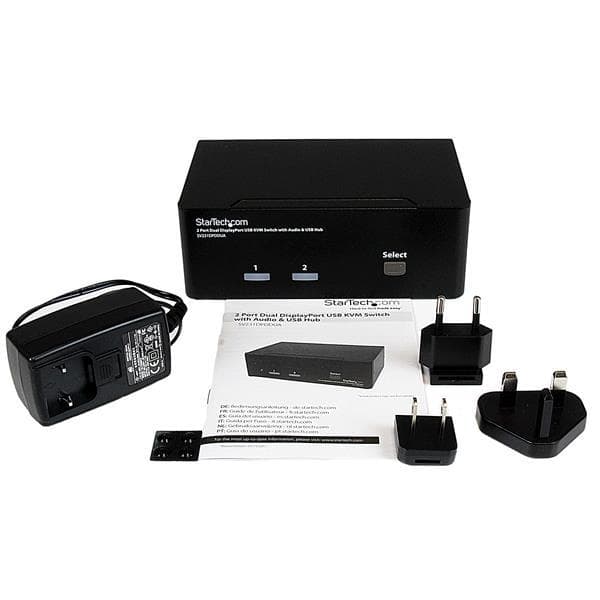 StarTech.com 2 Port Dual DisplayPort USB KVM-switch med ljud - DisplayPort Desktop KVM-switch - KVM/Audio Switch - USB - 2 x KVM/Audio - 1 lokal använ