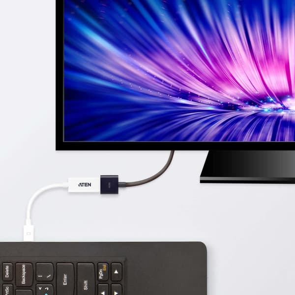 ATEN VC980 - Video-/lydadapter - DisplayPort / HDMI - Mini DisplayPort (M) - HDMI, 19-benet (F) - 19 cm - hvid (VC980-AT)