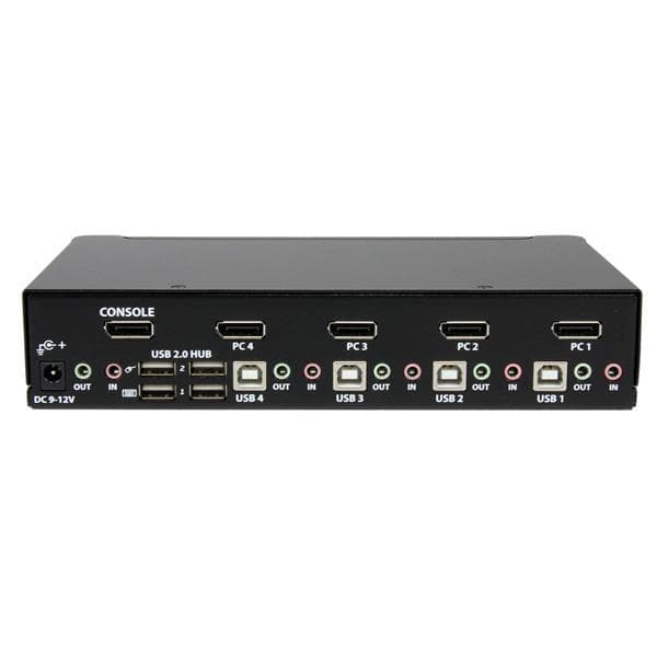 StarTech.com 4-portar DisplayPort USB KVM-switch med ljud - DisplayPort Desktop KVM-switch med USB-hubb - 4xUSB hona 4xDP hona
