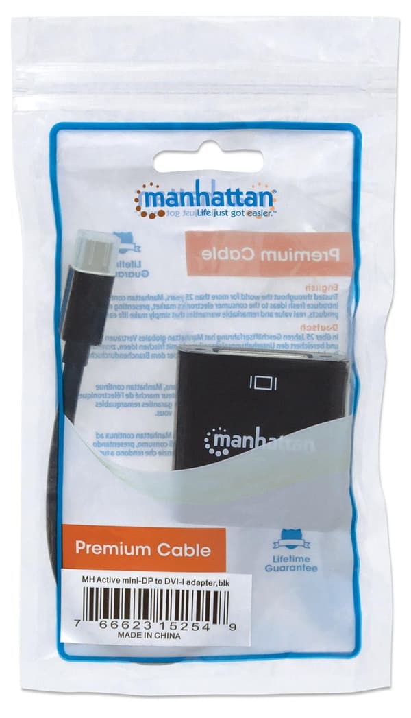 Manhattan 152549 Active Mini DisplayPort Hane till DVI-I Dual-Link Hona Svart