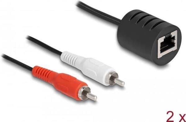Delock Stereo Audio Extender RJ45-jack till 2 x cinchplugg Cat.5 upp till 50 m set 2 stycken (87857)