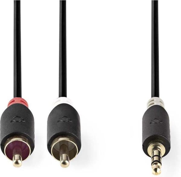Nedis stereolydkabel | 3,5 mm han | 2x RCA han | forgyldt | 2,00 m | runde | Antracit | Boks