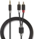 Miniatyrbillede 6 af 10: Nedis stereolydkabel | 3,5 mm han | 2x RCA han | forgyldt | 2,00 m | runde | Antracit | Boks
