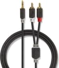 Miniatyrbillede 7 af 10: Nedis stereolydkabel | 3,5 mm han | 2x RCA han | forgyldt | 2,00 m | runde | Antracit | Boks