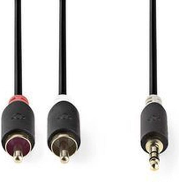 Nedis stereolydkabel | 3,5 mm han | 2x RCA han | forgyldt | 2,00 m | runde | Antracit | Boks